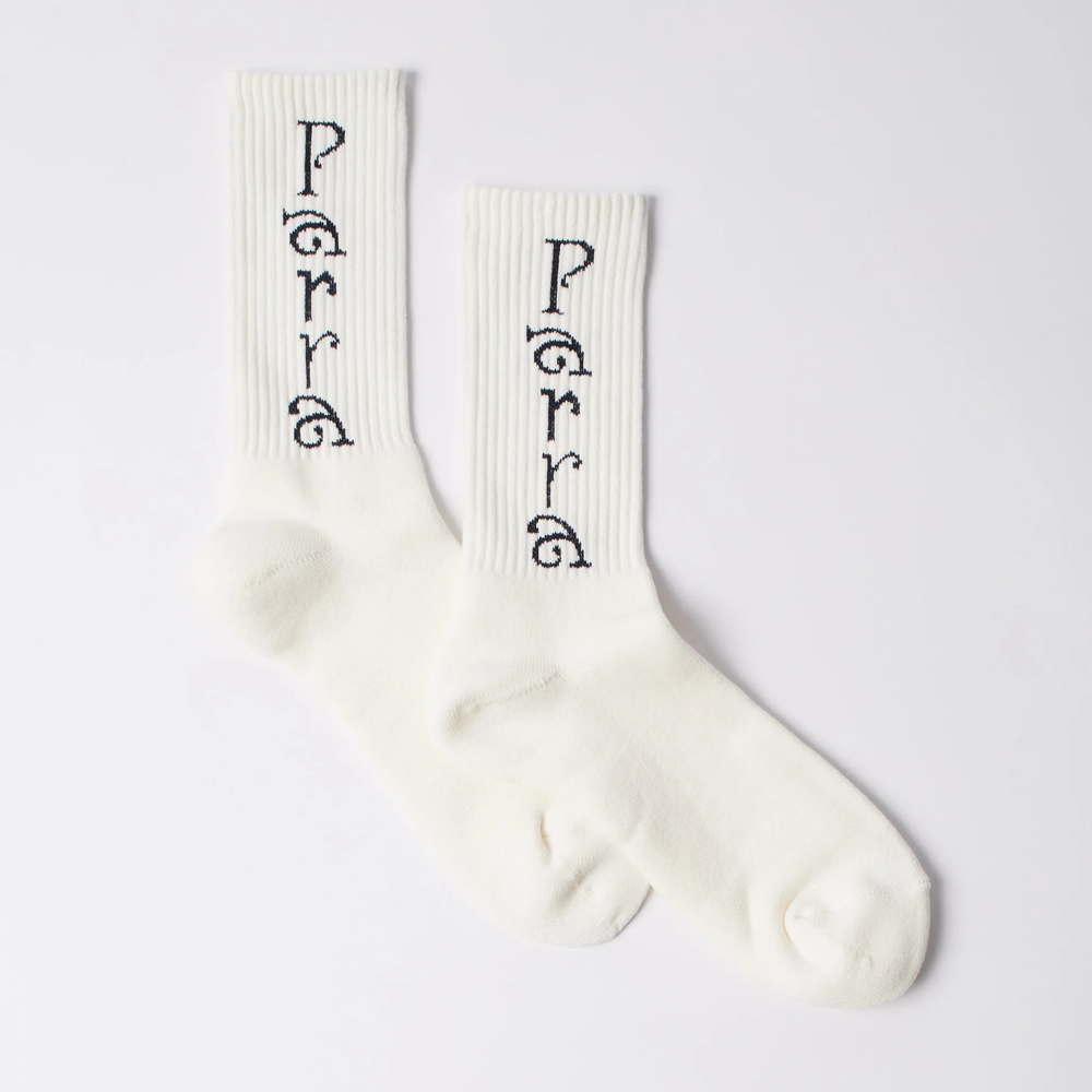 Parra Weird Trad Logo Crew Socks White