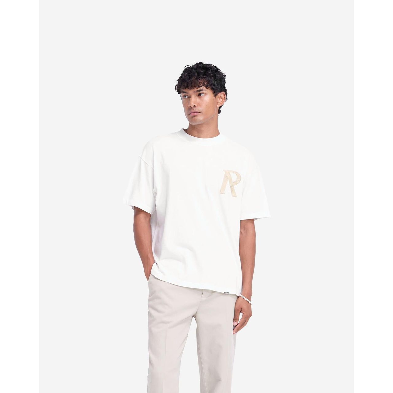 Represent Masking Tape Initial Tee Flat White