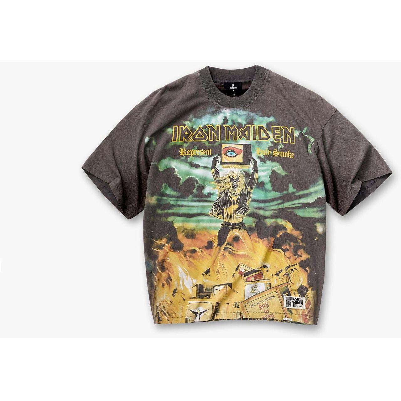 Represent x Iron Maiden Holy Smoke Tee Sunfade Grey