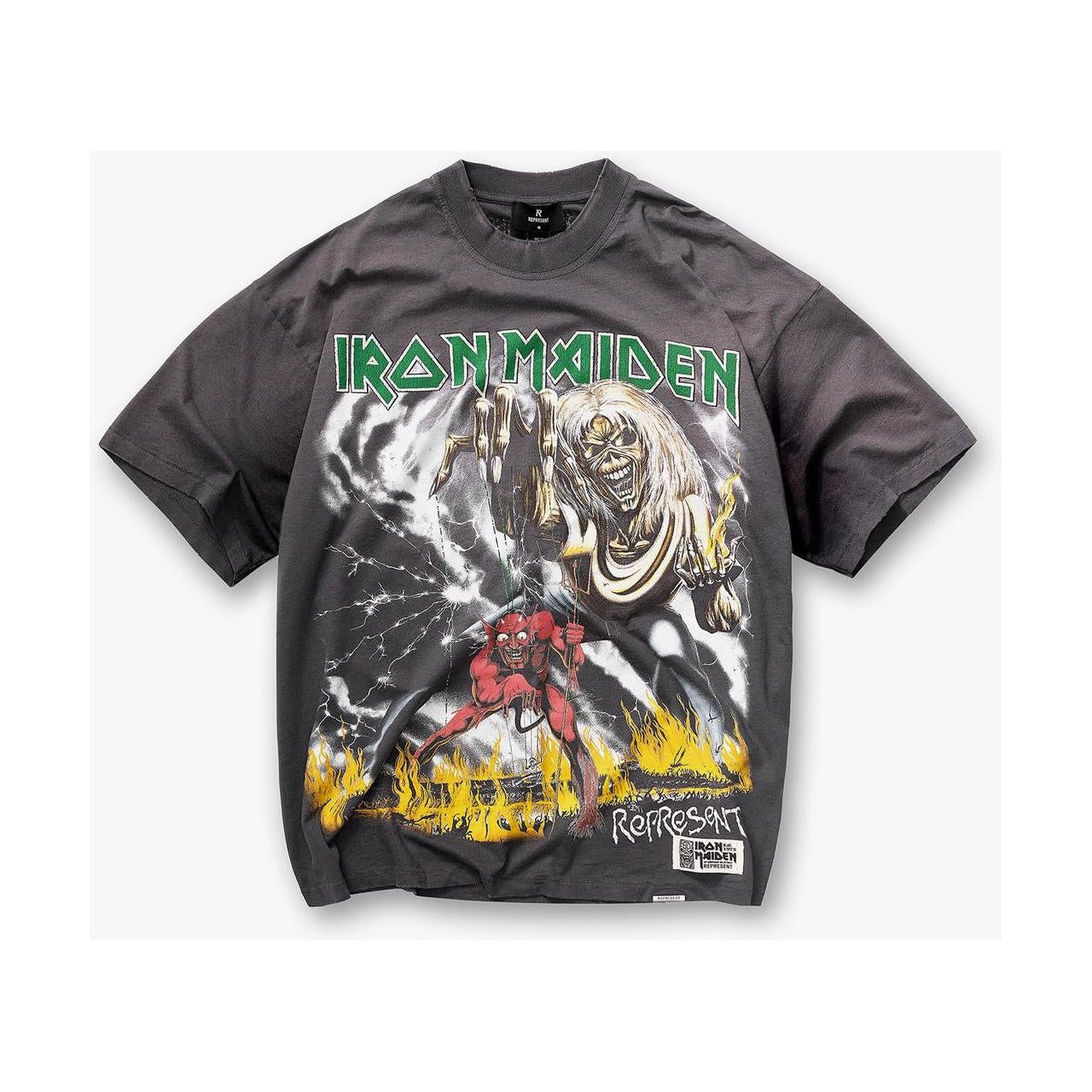 Represent x Iron Maiden Number of The Beast Tee Sunfade Grey