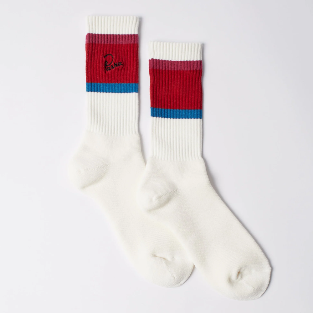 Parra Signature Striped Crew Socks Red Blue