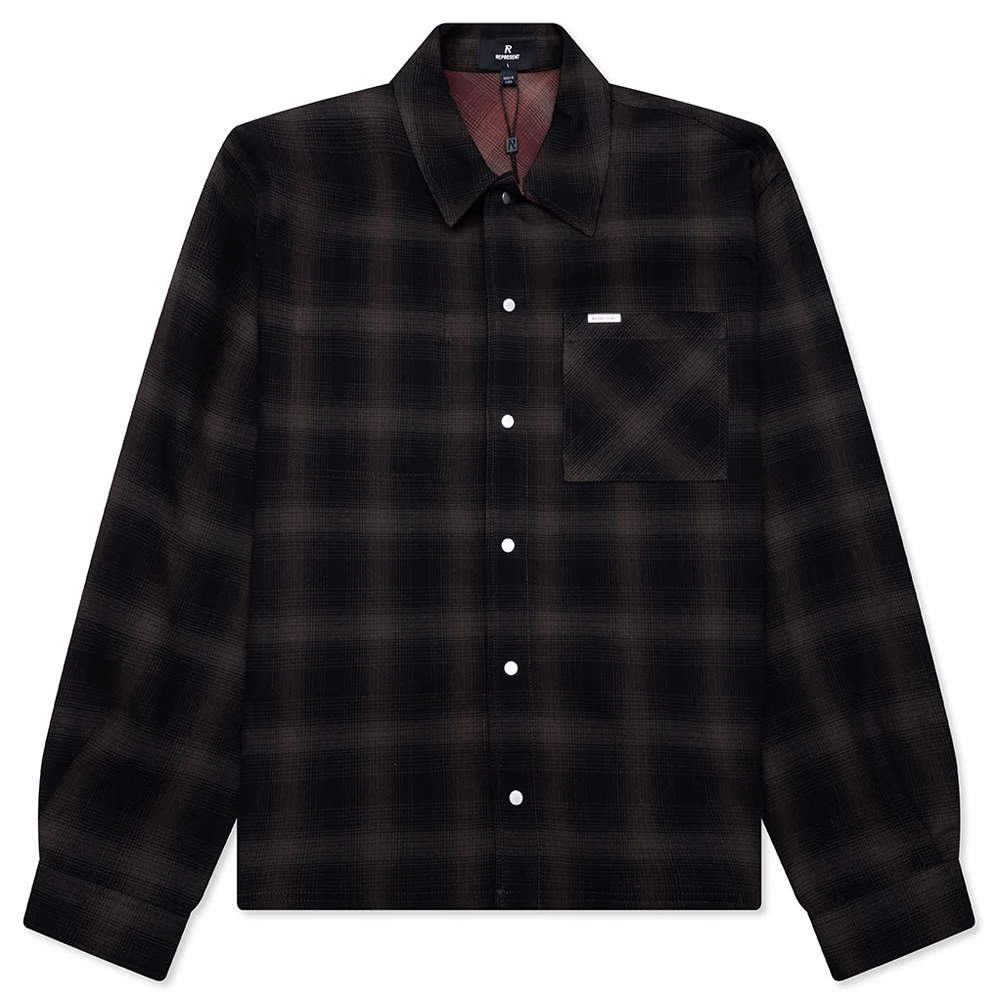 Represent Bonded Reversible Check Shirt Nero
