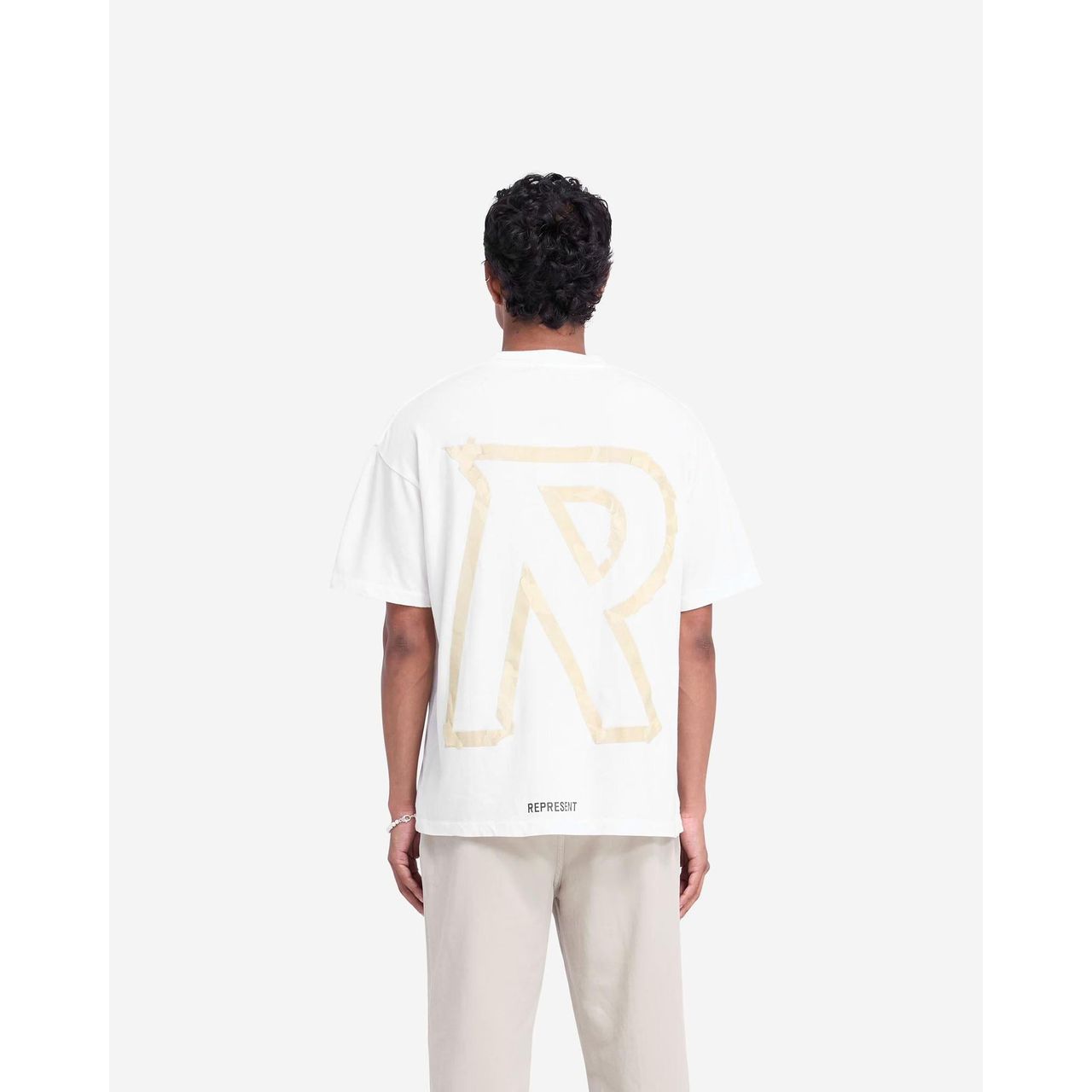 Represent Masking Tape Initial Tee Flat White