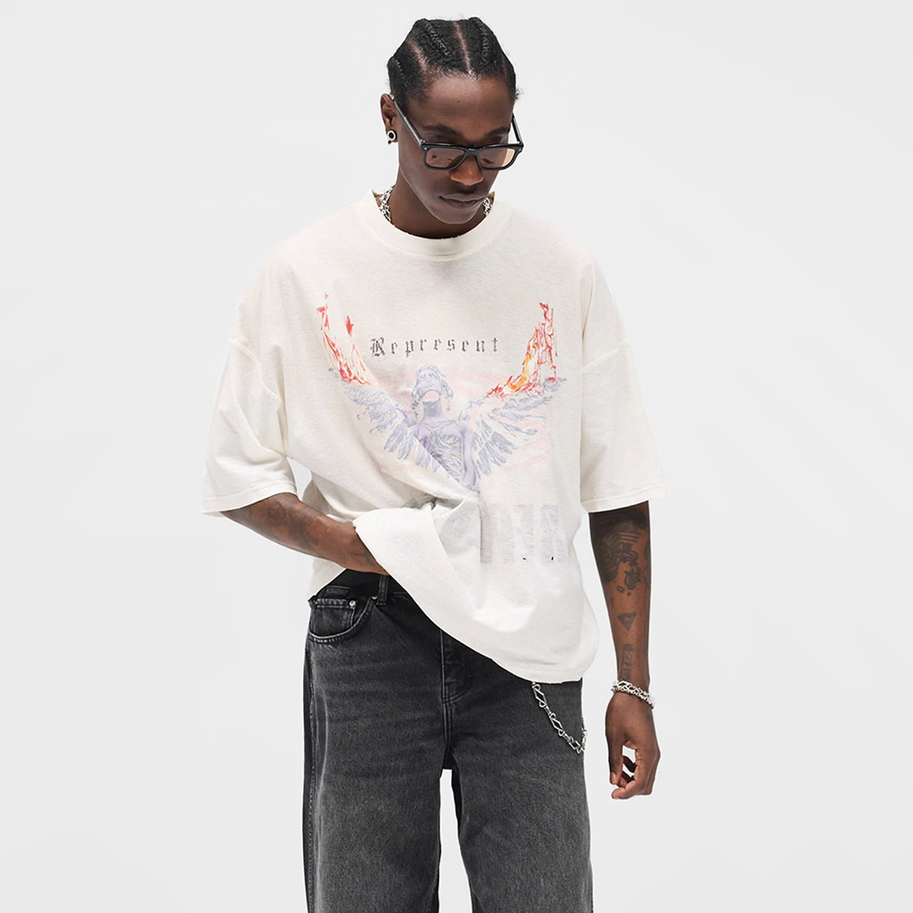 Represent Reversible Living Legacy Tee Washed Ecru