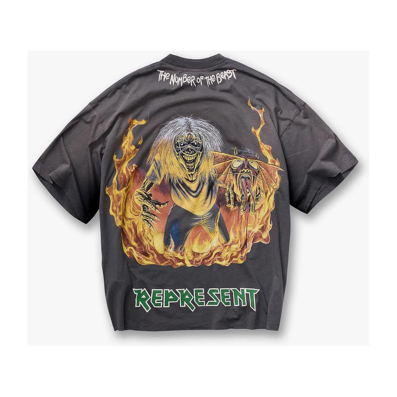 Represent x Iron Maiden Number of The Beast Tee Sunfade Grey