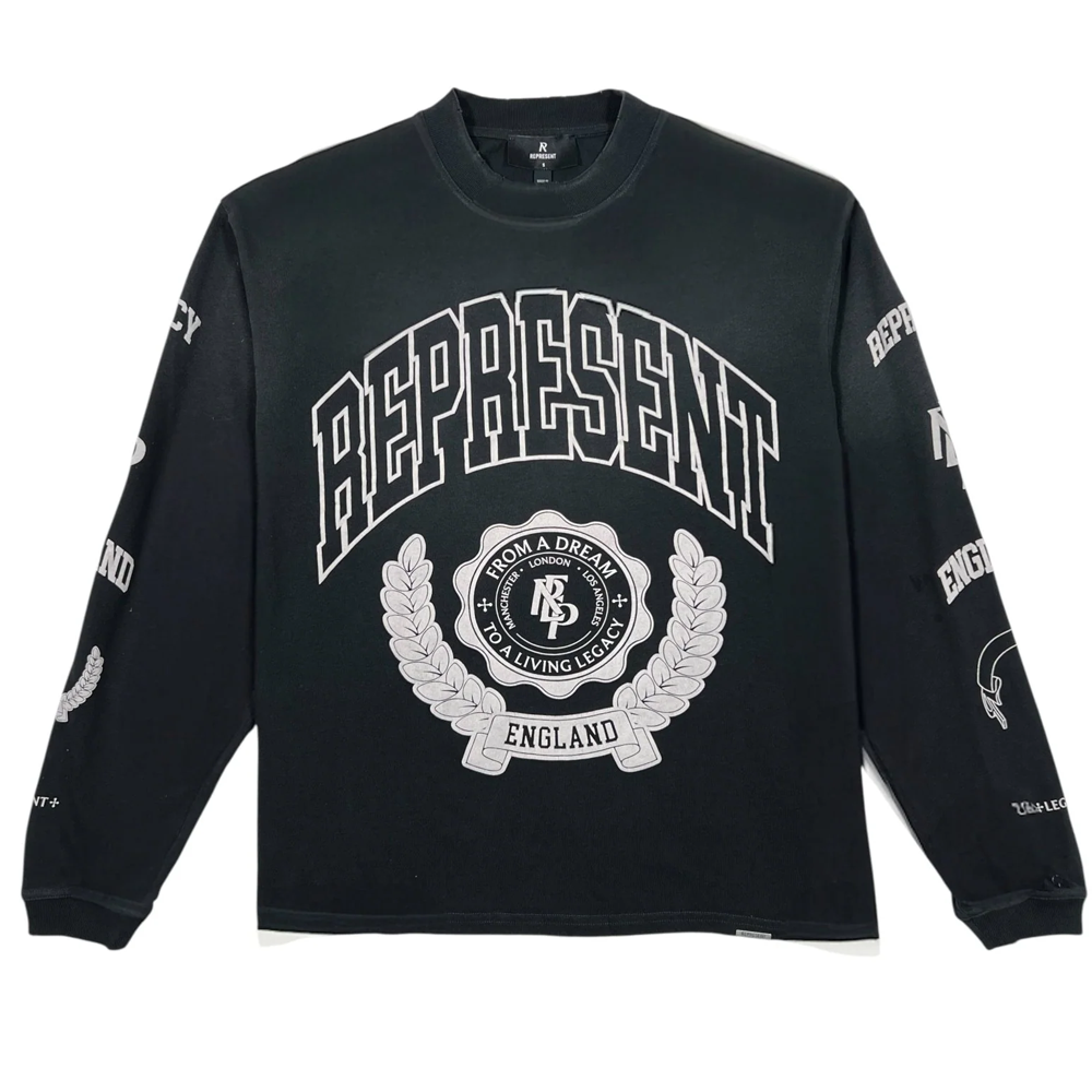 Represent Legacy Crest LS Tee Stained Black