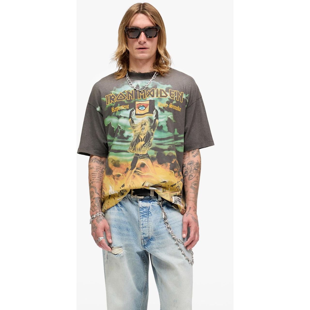 Represent x Iron Maiden Holy Smoke Tee Sunfade Grey