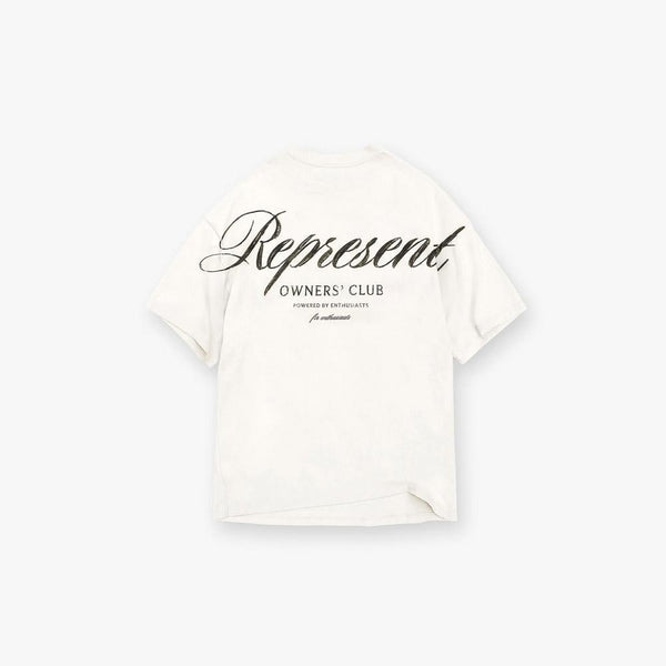 Represent Owners Club Script Tee Flat White