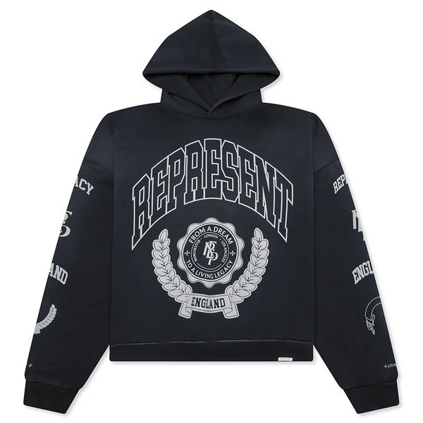Represent Legacy Crest Hoodie Stained Black