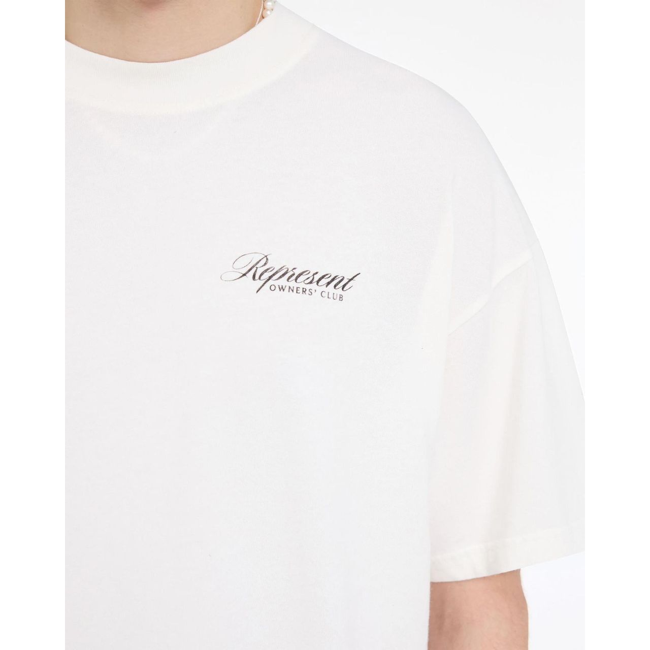 Represent Owners Club Script Tee Flat White