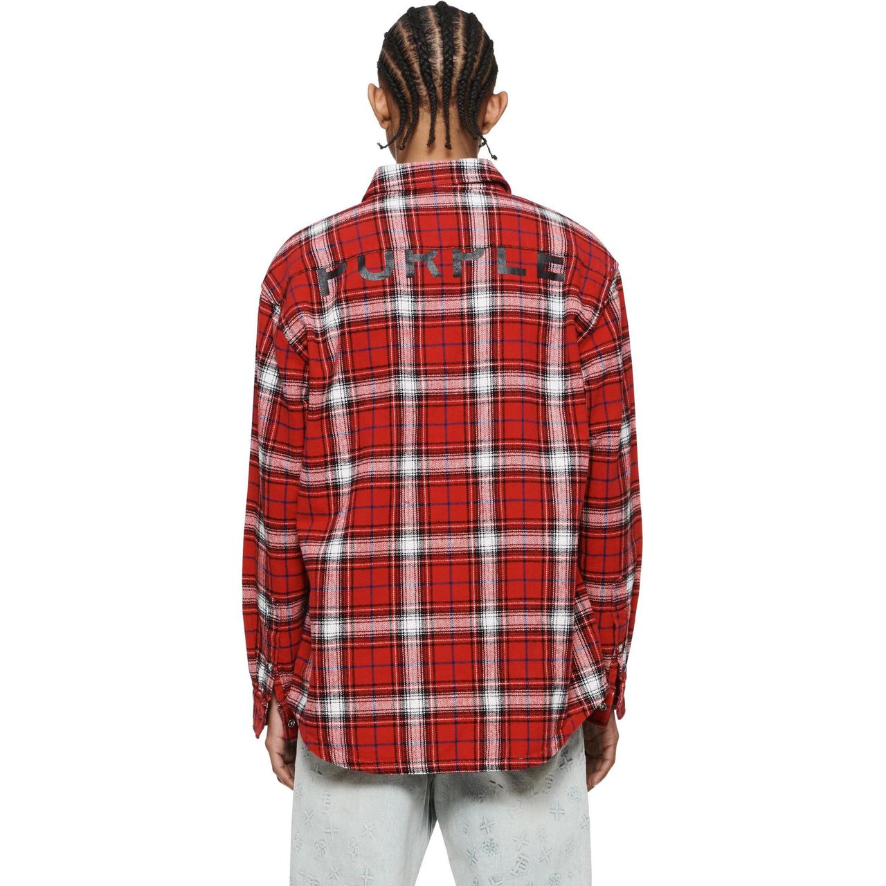 Purple Brand Plaid Shirt Red Overdyed Red