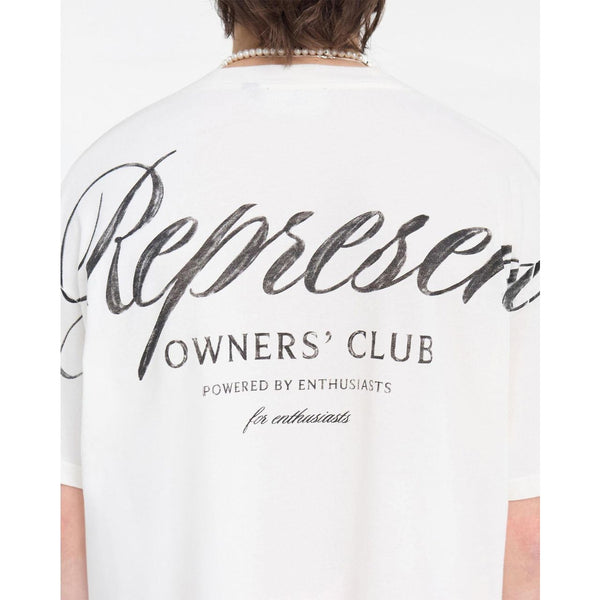 Represent Owners Club Script Tee Flat White