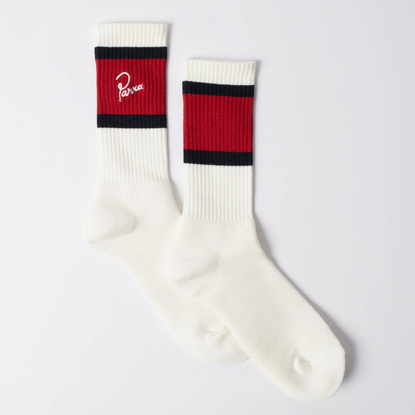 Parra Signature Striped Crew Socks Red Black