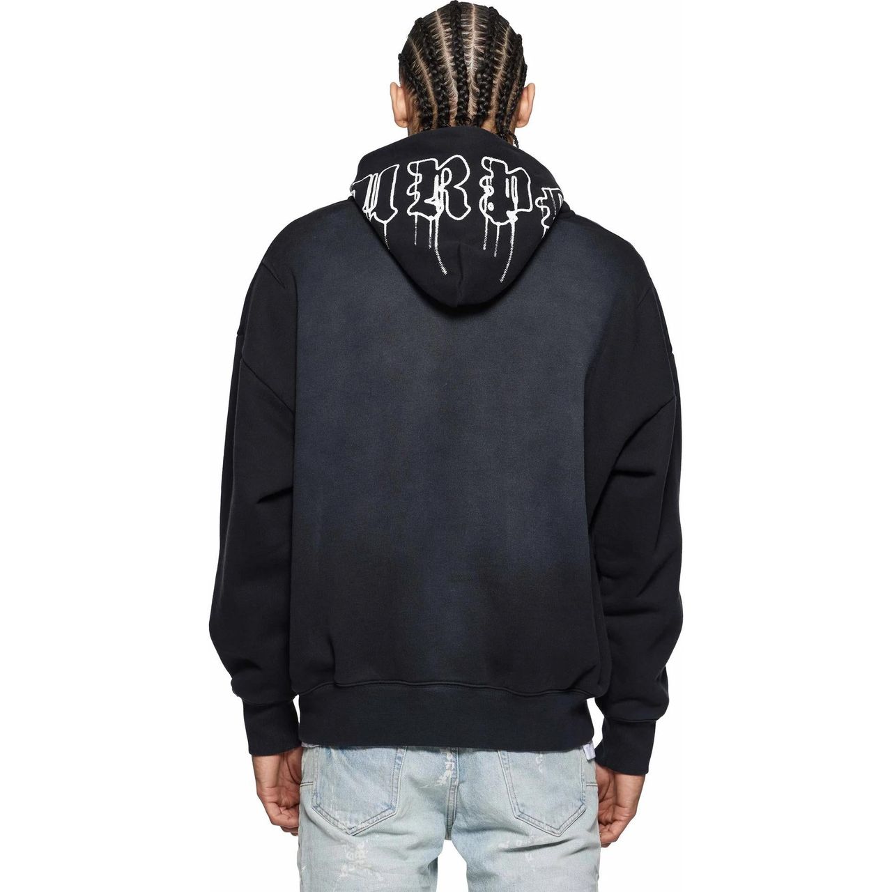 Purple Brand Gothic Wordmark Drip Fleece Zip Hoodie Black Beauty