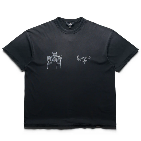 Represent Hand Drawn Thoroughbred Dogs Tee Aged Black