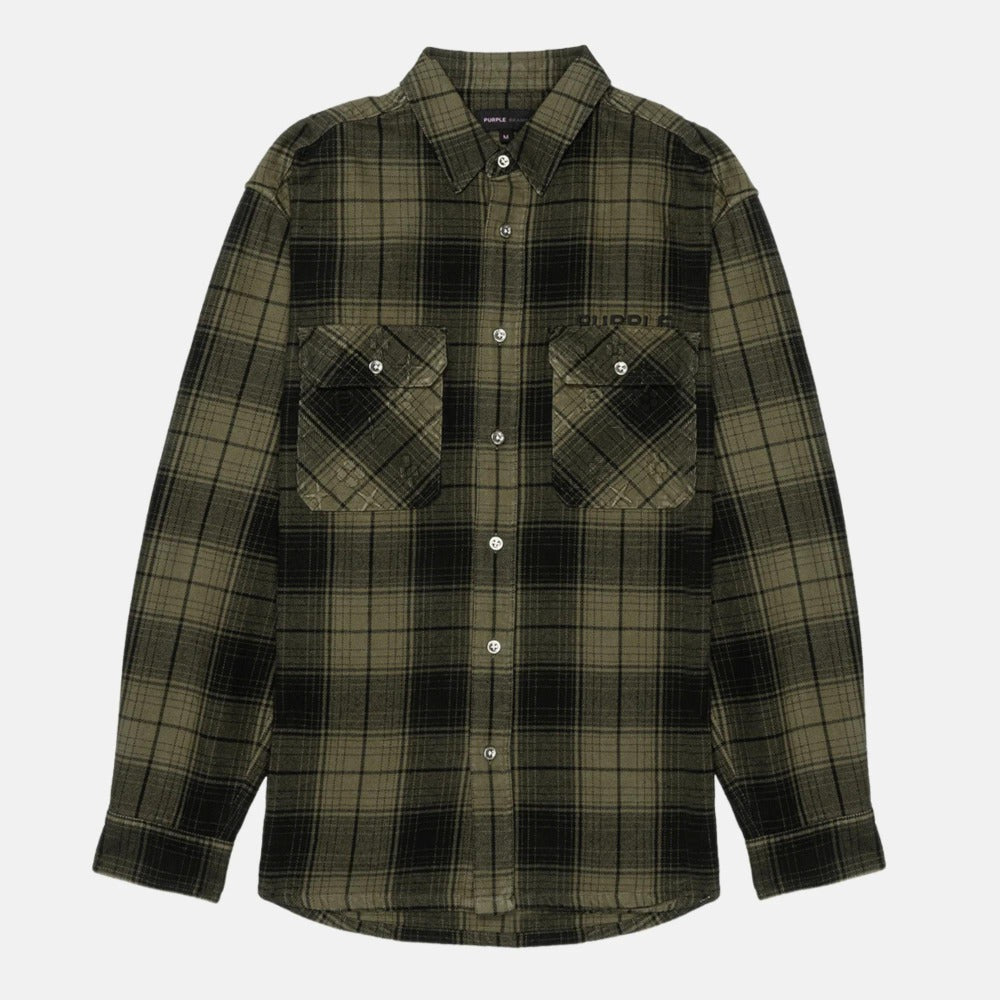 Purple Brand Plaid Shirt Winter Moss Overdyed Winter Moss