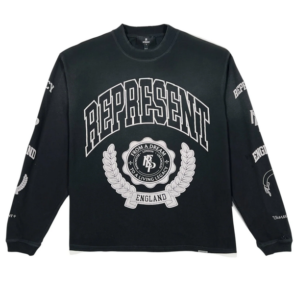 Represent Legacy Crest LS Tee Stained Black