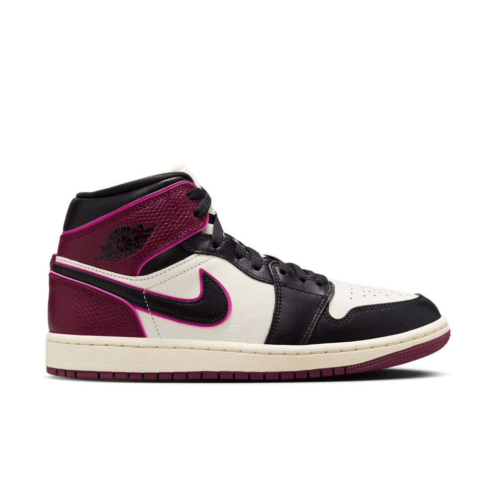 Women's Air Jordan 1 Mid Bordeaux Snakeskin